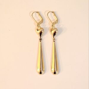 Solid 14k Gold 'Carla' Heart Drop Earrings